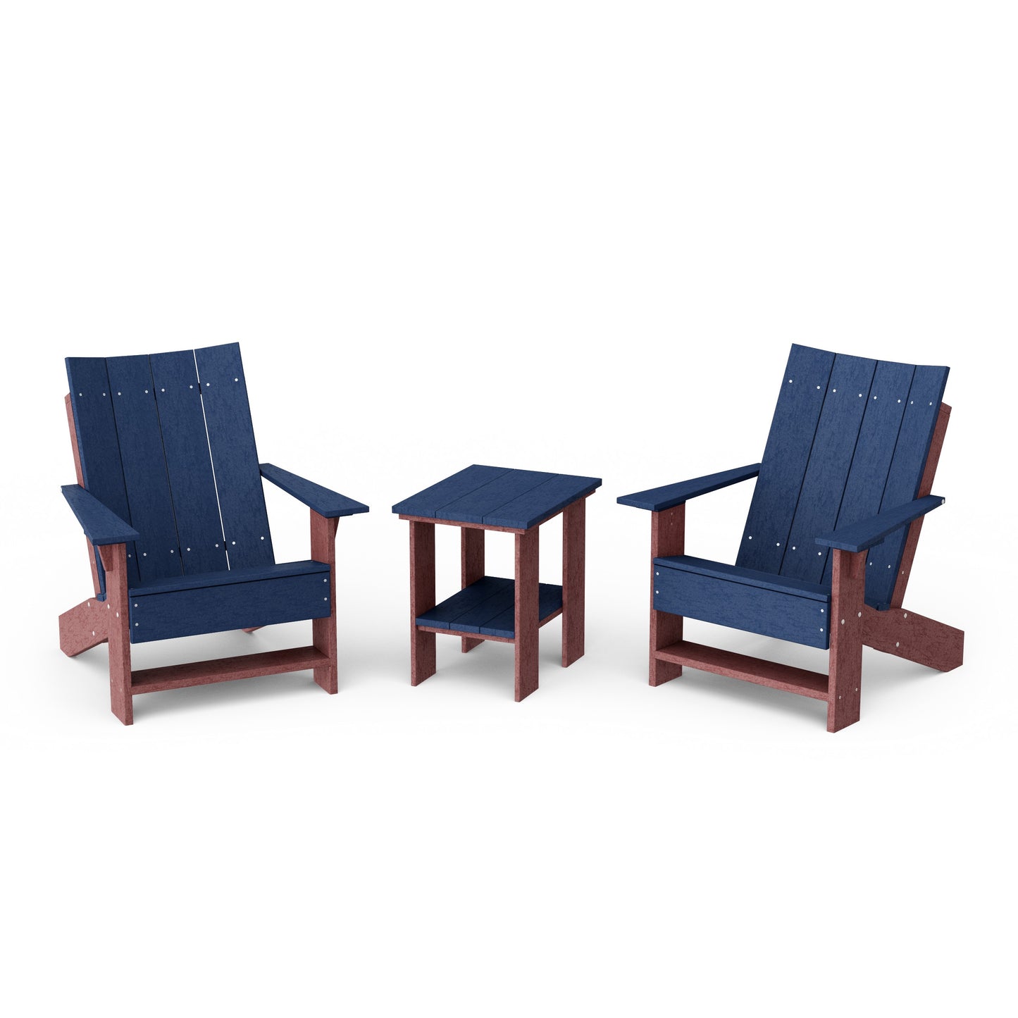 Contemporary 3-Piece Modern Adirondack Chair Set with Side Table