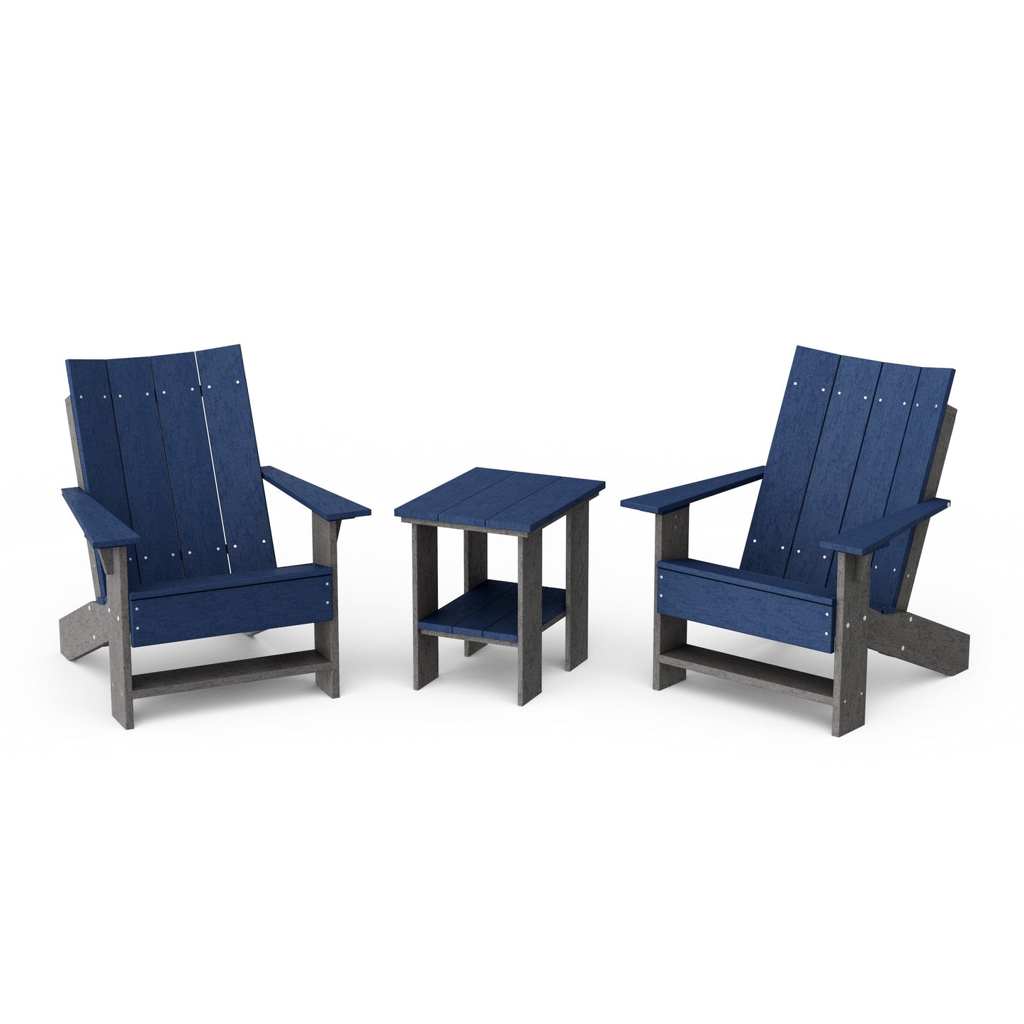 Contemporary 3-Piece Modern Adirondack Chair Set with Side Table