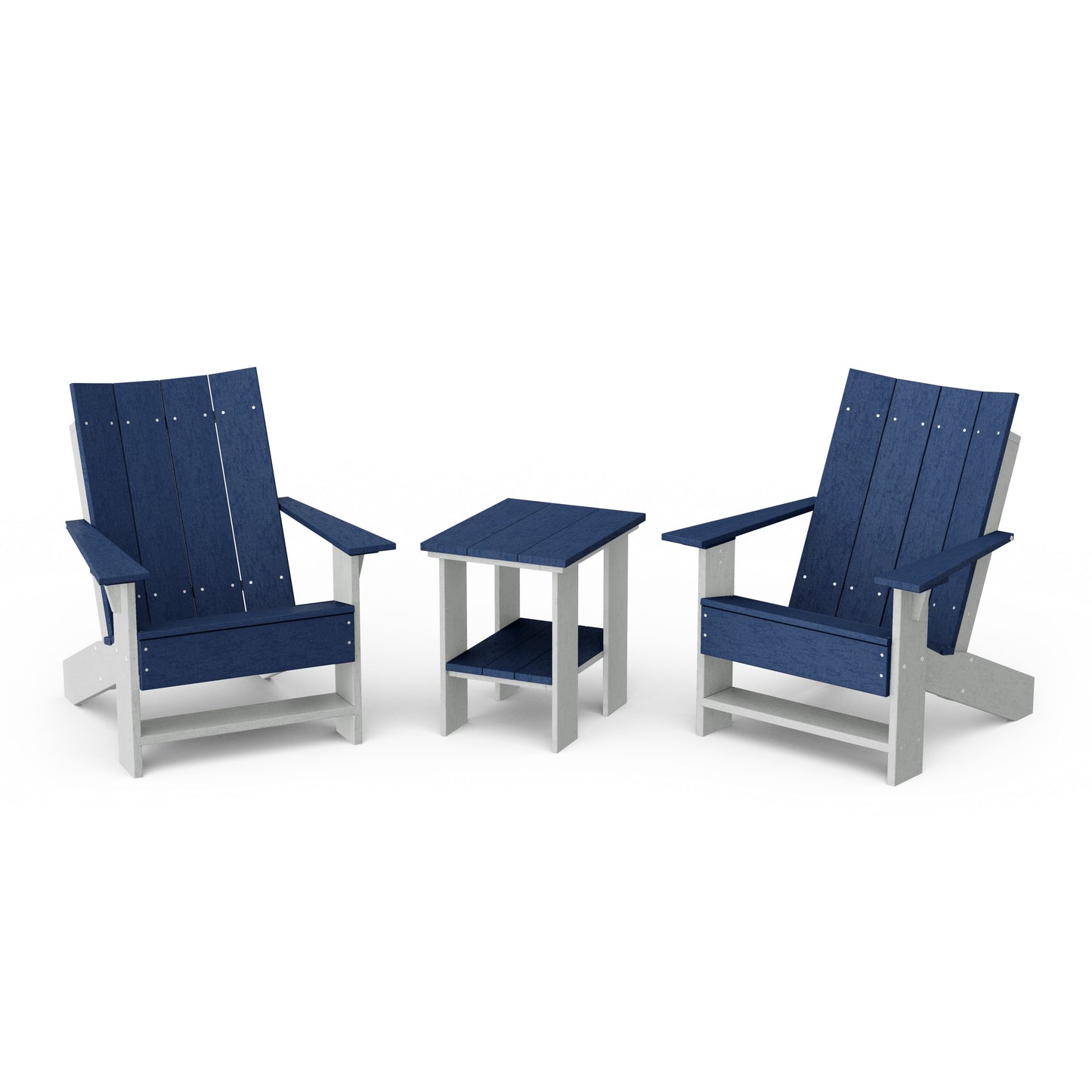 Contemporary 3-Piece Modern Adirondack Chair Set with Side Table