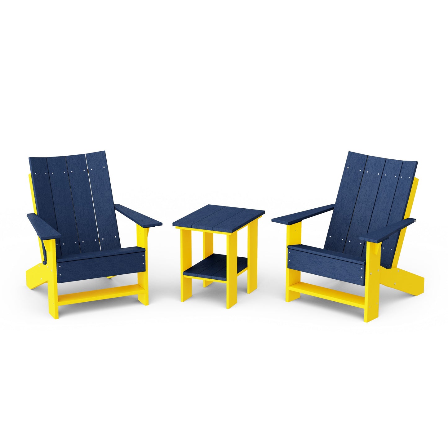 Contemporary 3-Piece Modern Adirondack Chair Set with Side Table