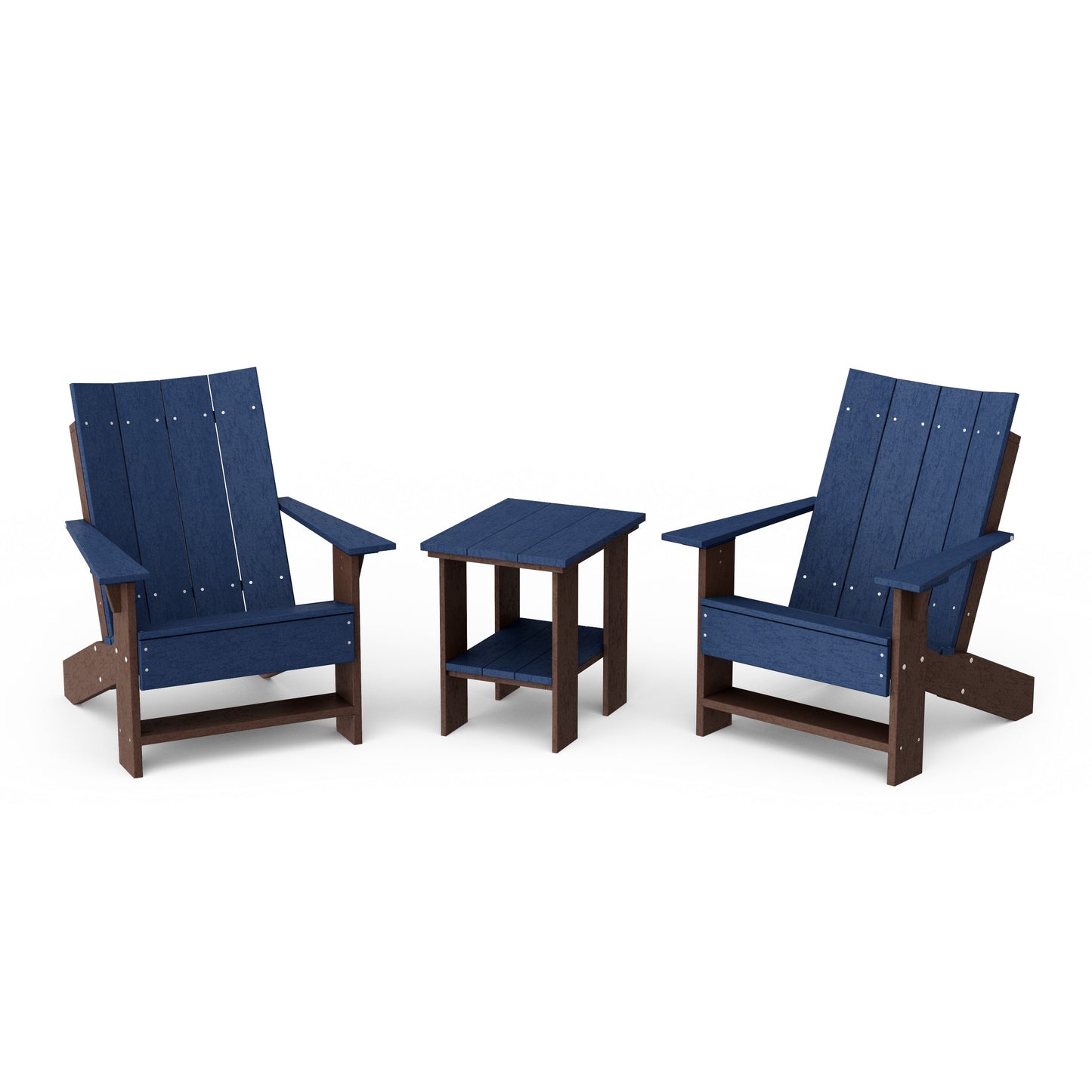 Contemporary 3-Piece Modern Adirondack Chair Set with Side Table