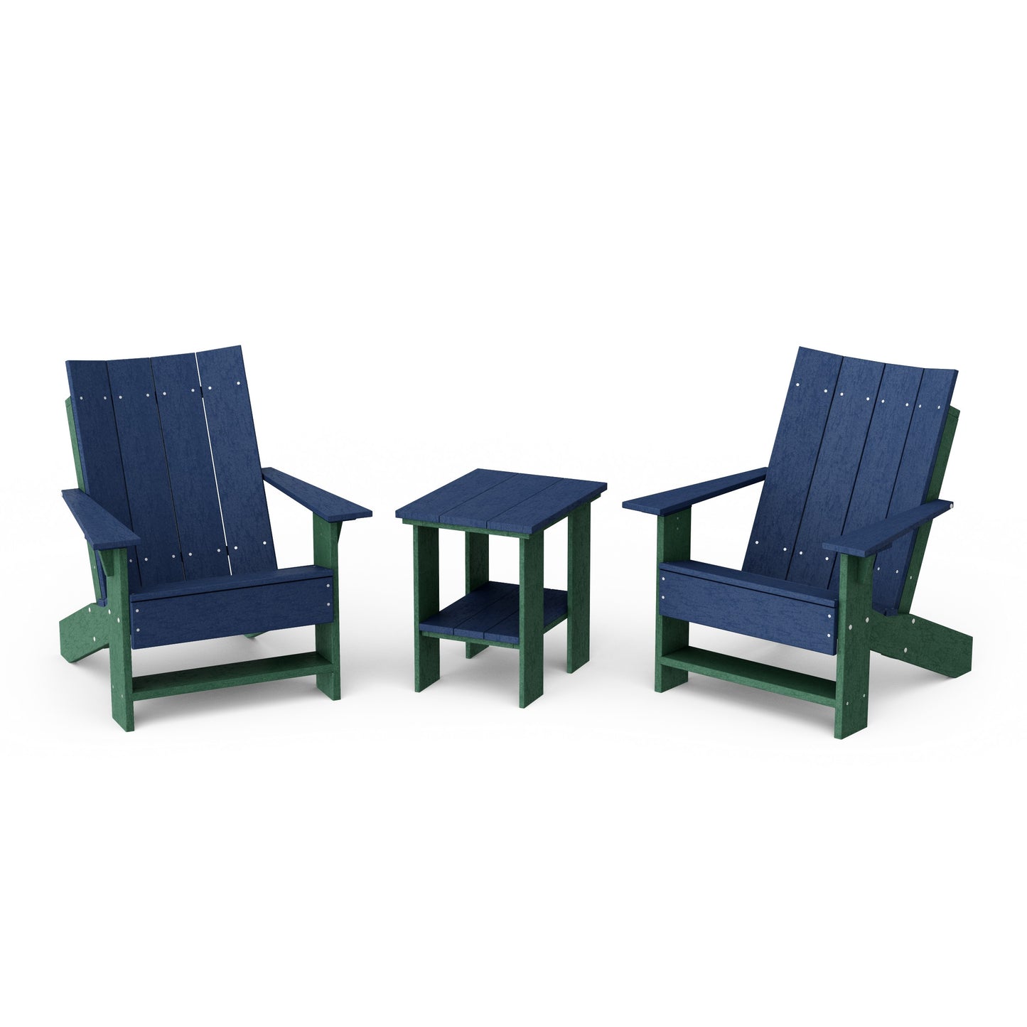 Contemporary 3-Piece Modern Adirondack Chair Set with Side Table