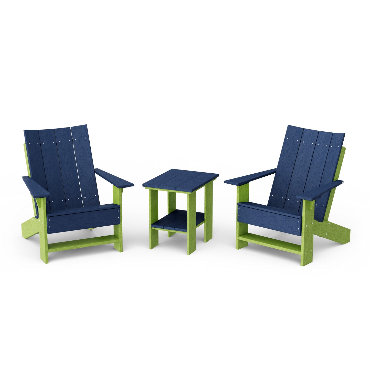 Contemporary 3-Piece Modern Adirondack Chair Set with Side Table