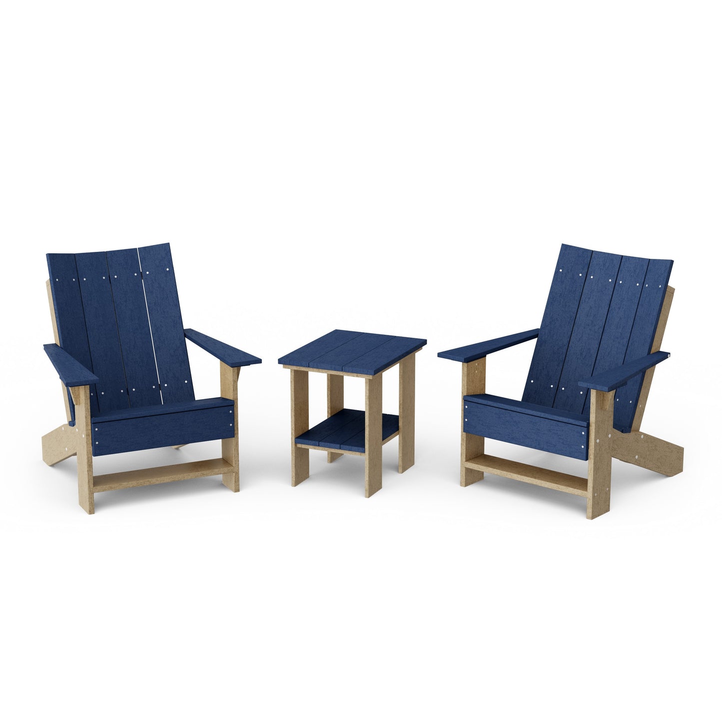 Contemporary 3-Piece Modern Adirondack Chair Set with Side Table