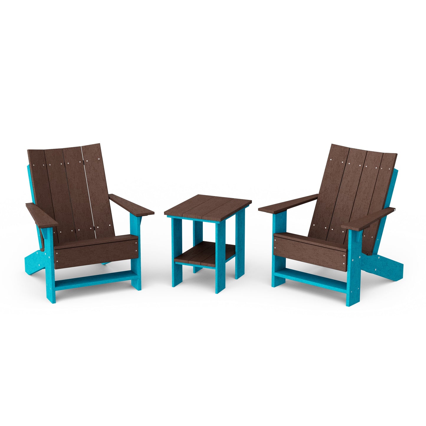 Contemporary 3-Piece Modern Adirondack Chair Set with Side Table