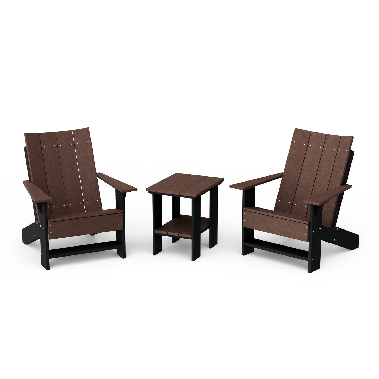 Contemporary 3-Piece Modern Adirondack Chair Set with Side Table