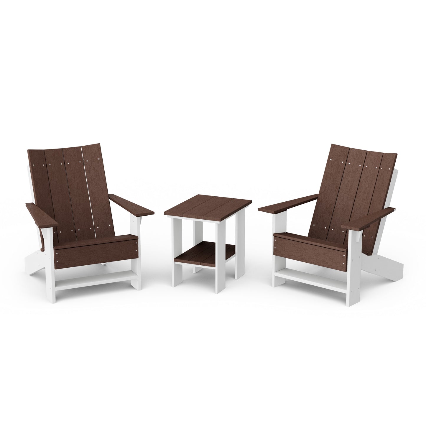 Contemporary 3-Piece Modern Adirondack Chair Set with Side Table