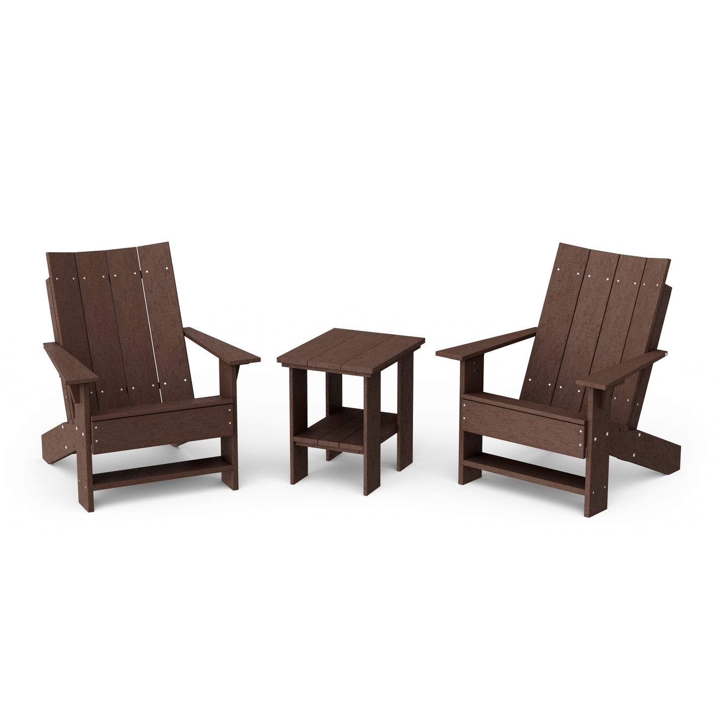 Contemporary 3-Piece Modern Adirondack Chair Set with Side Table
