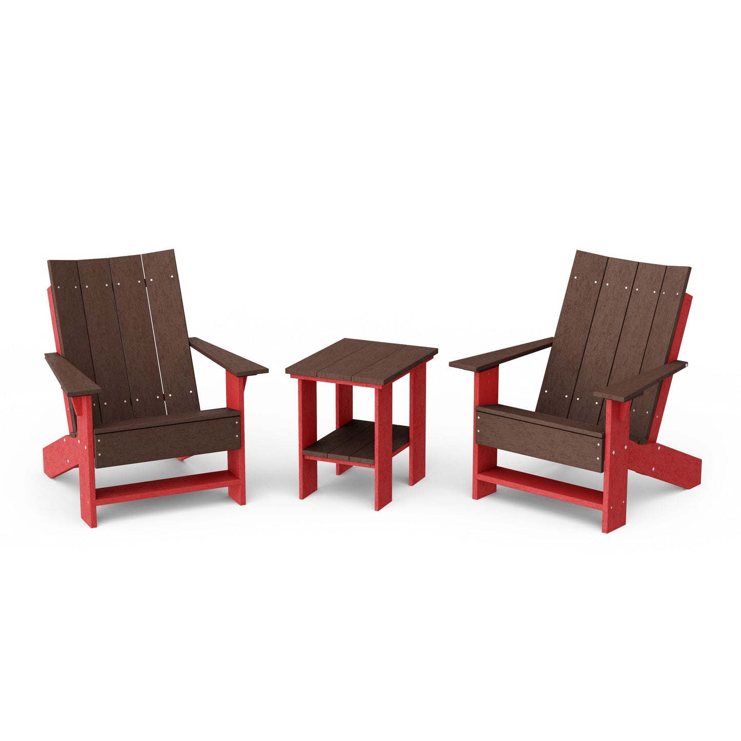 Contemporary 3-Piece Modern Adirondack Chair Set with Side Table