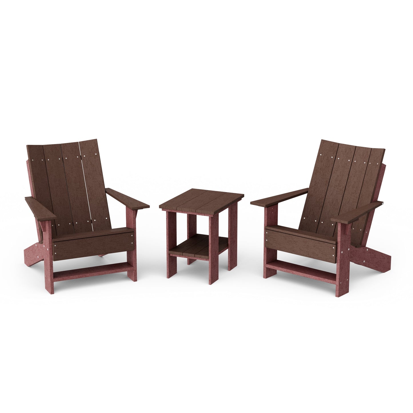Contemporary 3-Piece Modern Adirondack Chair Set with Side Table