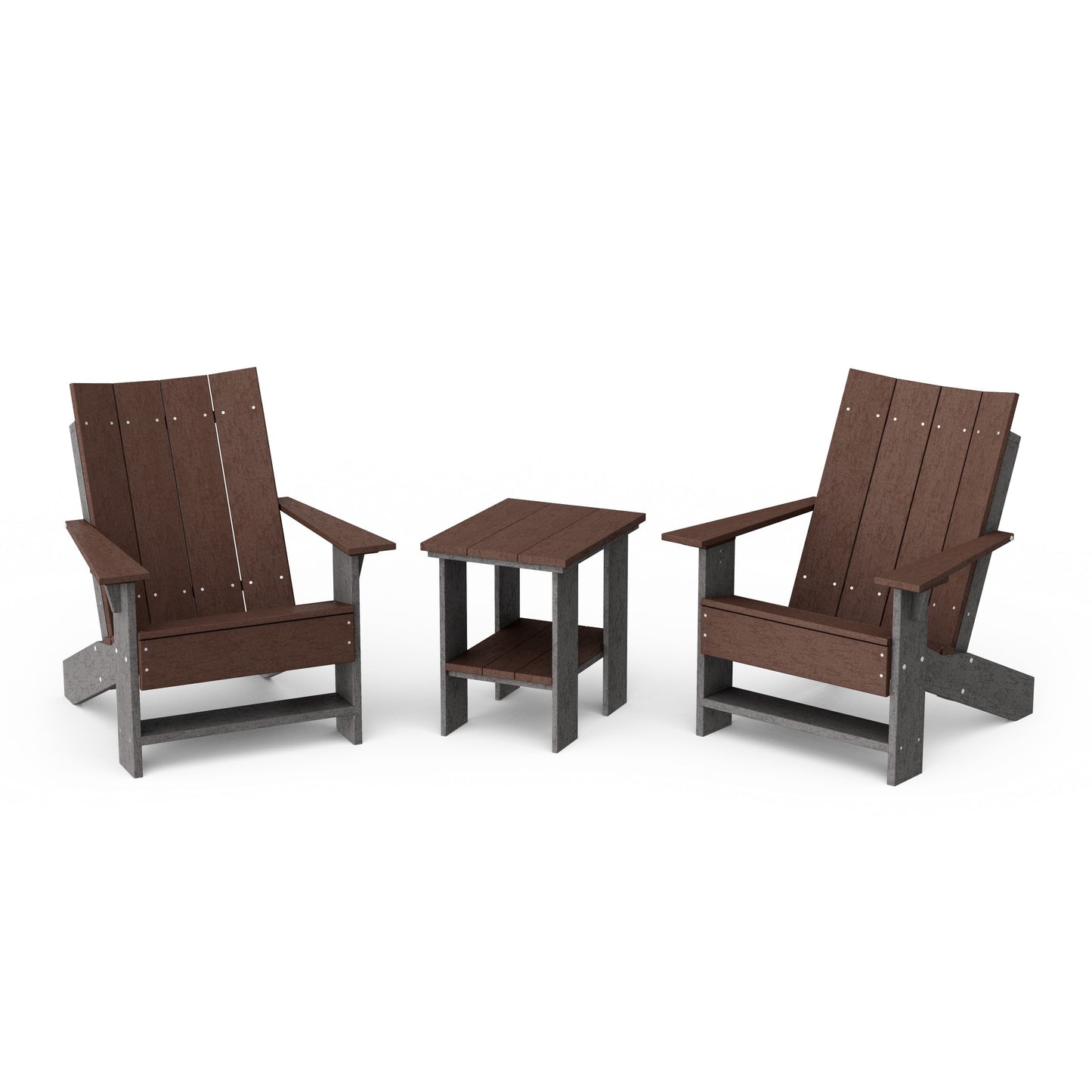 Contemporary 3-Piece Modern Adirondack Chair Set with Side Table