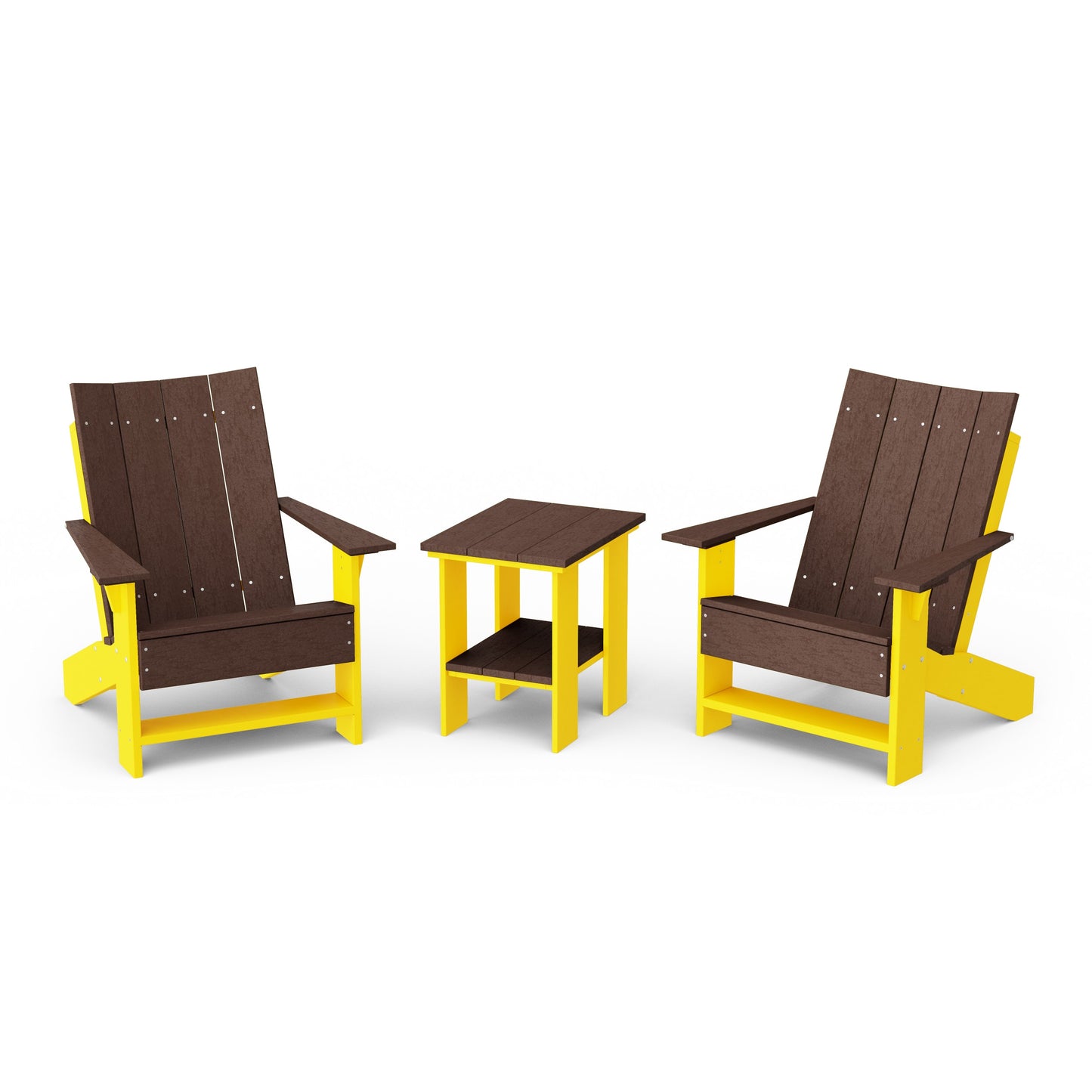 Contemporary 3-Piece Modern Adirondack Chair Set with Side Table