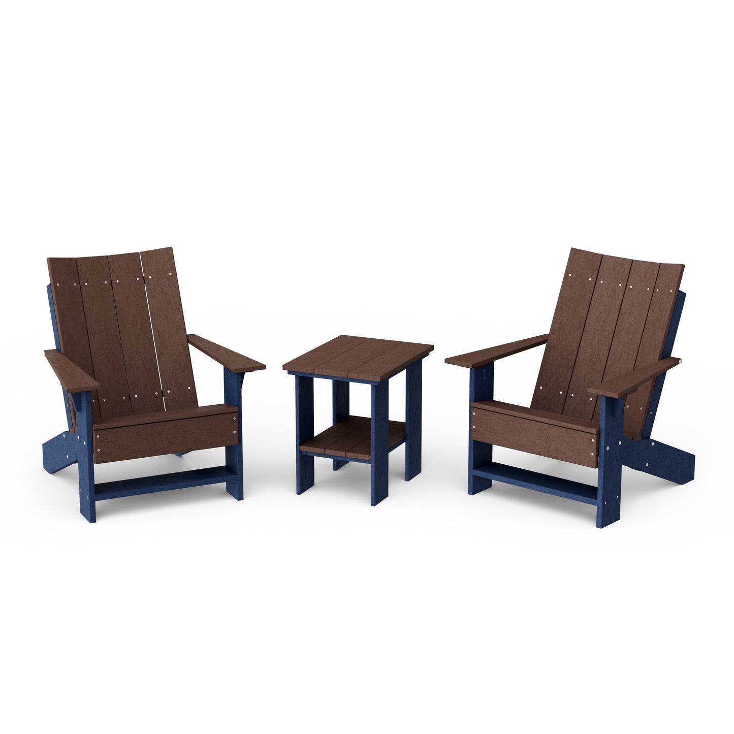 Contemporary 3-Piece Modern Adirondack Chair Set with Side Table