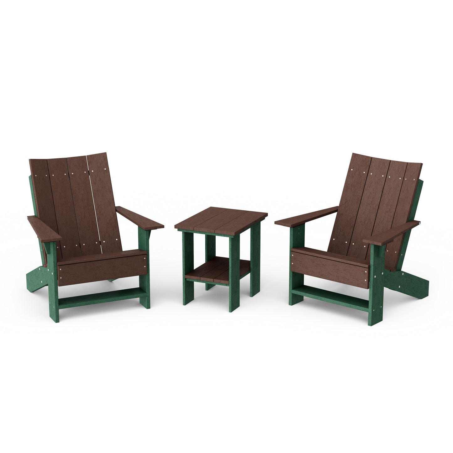 Contemporary 3-Piece Modern Adirondack Chair Set with Side Table