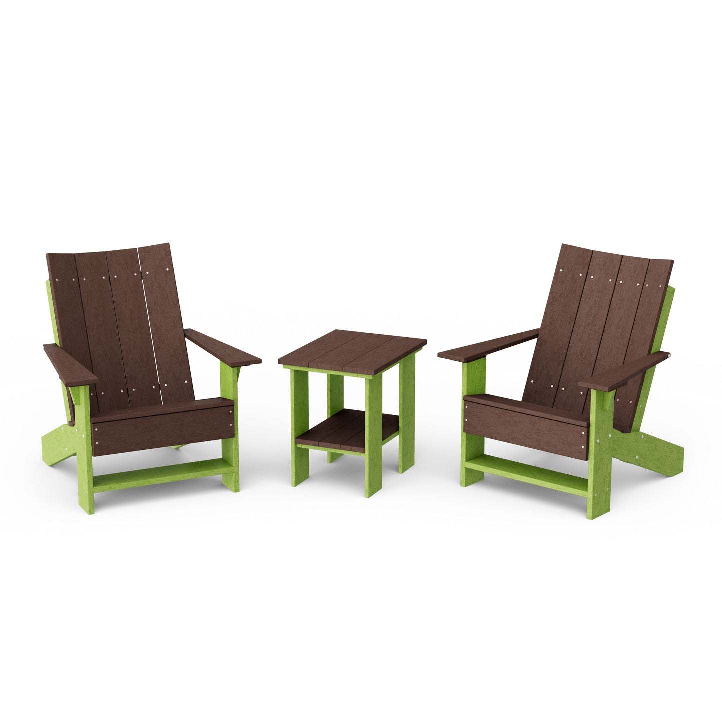 Contemporary 3-Piece Modern Adirondack Chair Set with Side Table