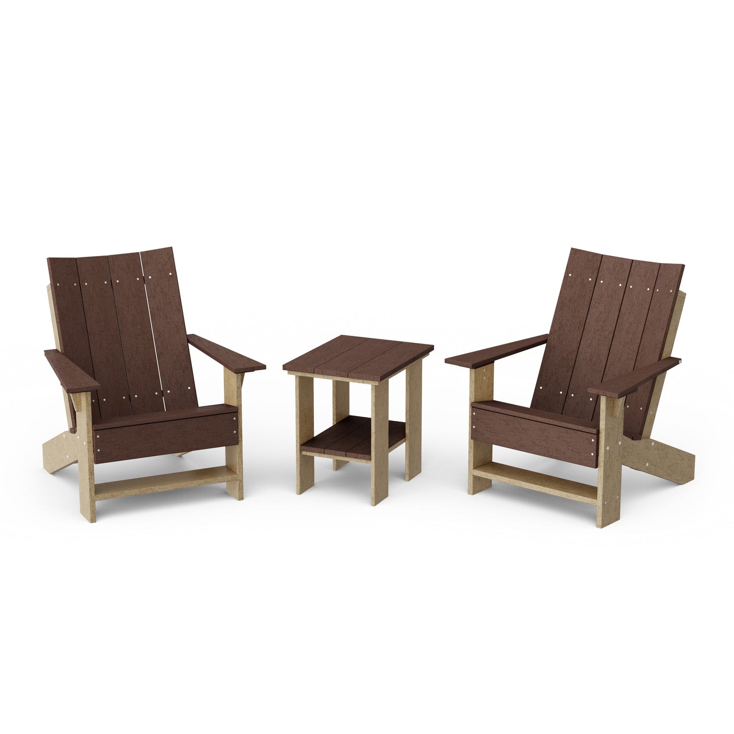 Contemporary 3-Piece Modern Adirondack Chair Set with Side Table