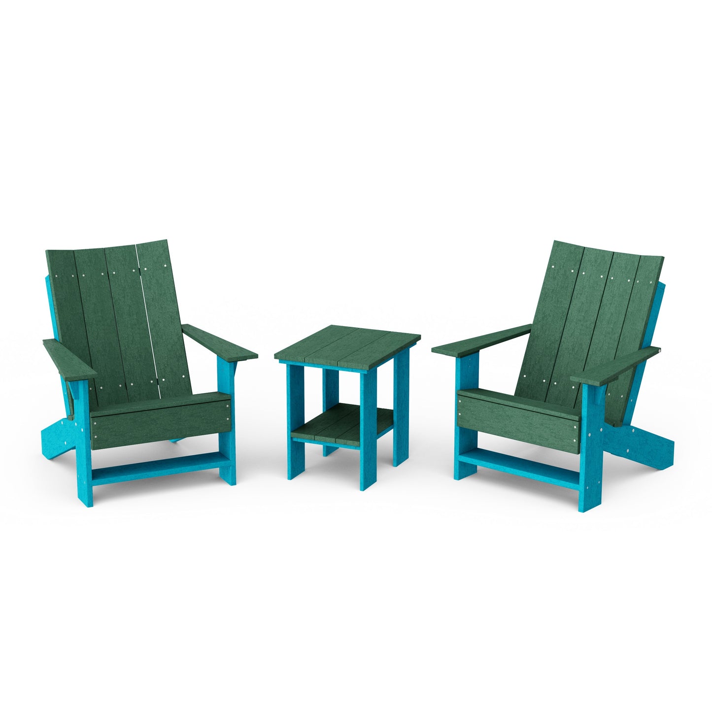 Contemporary 3-Piece Modern Adirondack Chair Set with Side Table