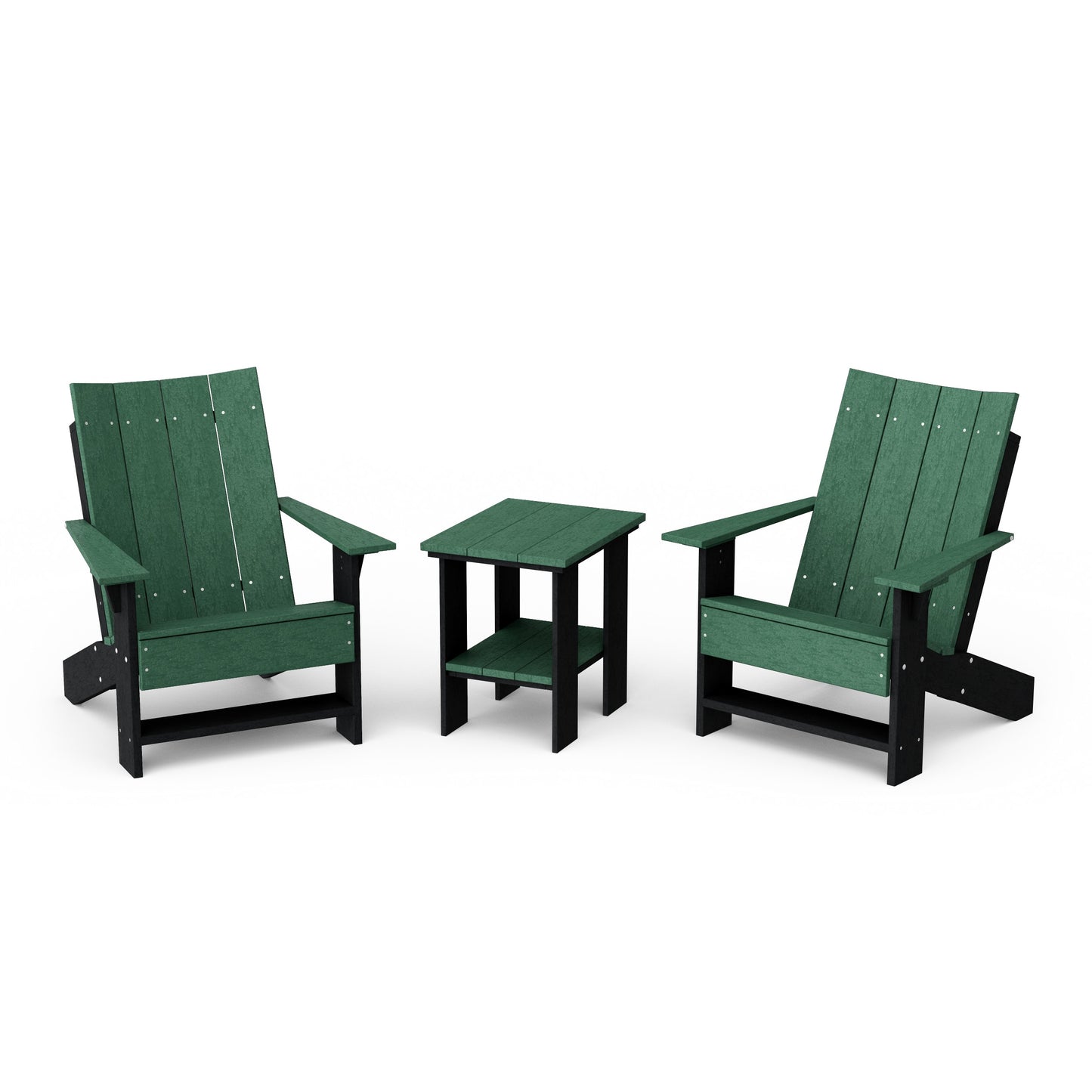 Contemporary 3-Piece Modern Adirondack Chair Set with Side Table