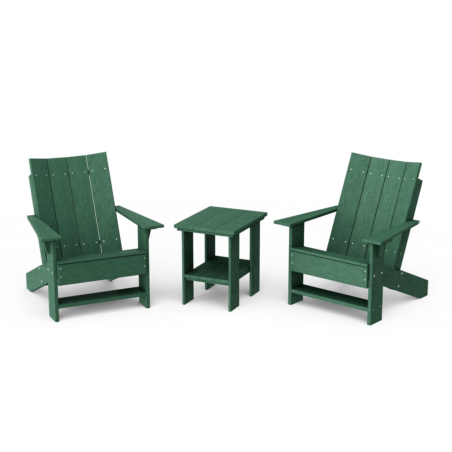 Contemporary 3-Piece Modern Adirondack Chair Set with Side Table