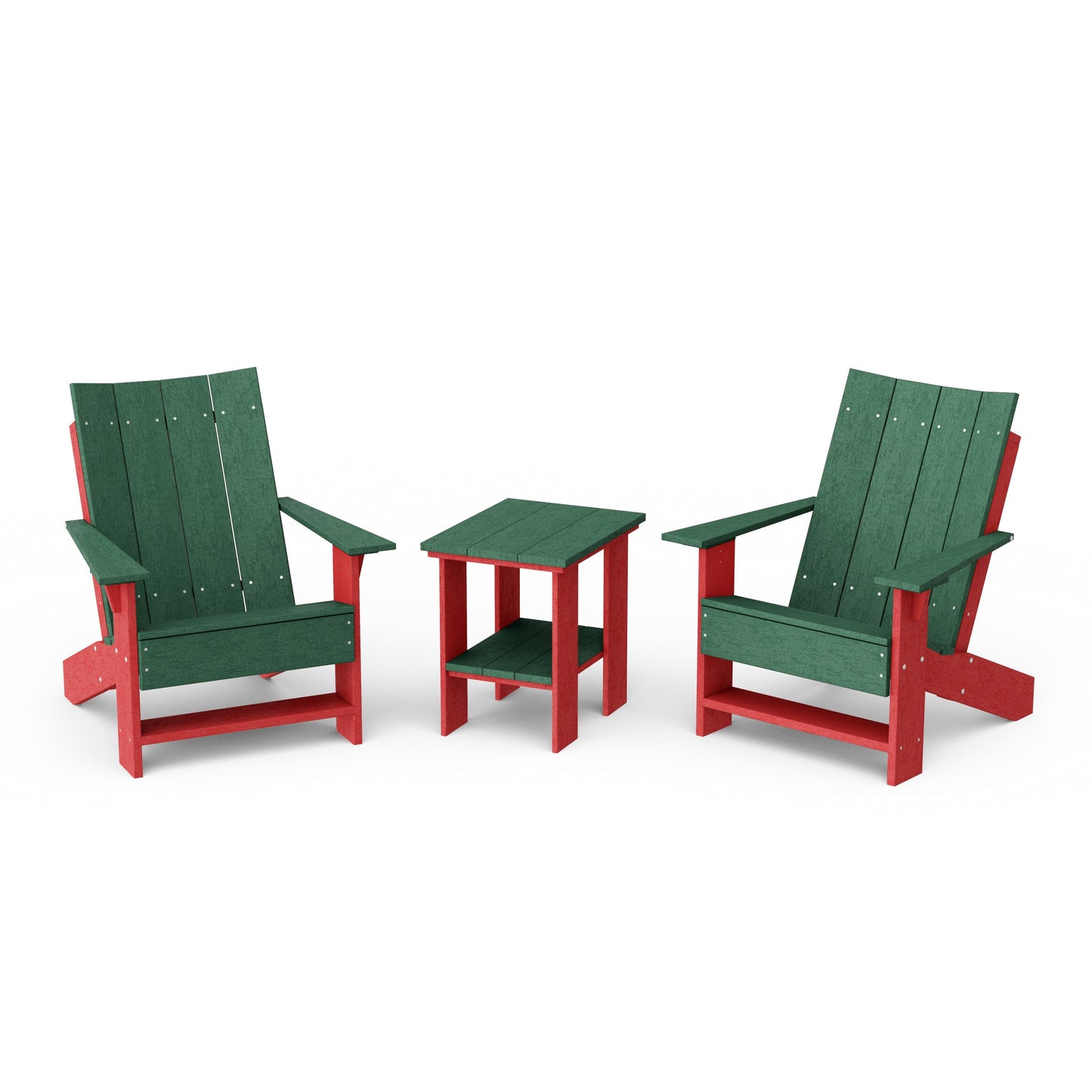 Contemporary 3-Piece Modern Adirondack Chair Set with Side Table