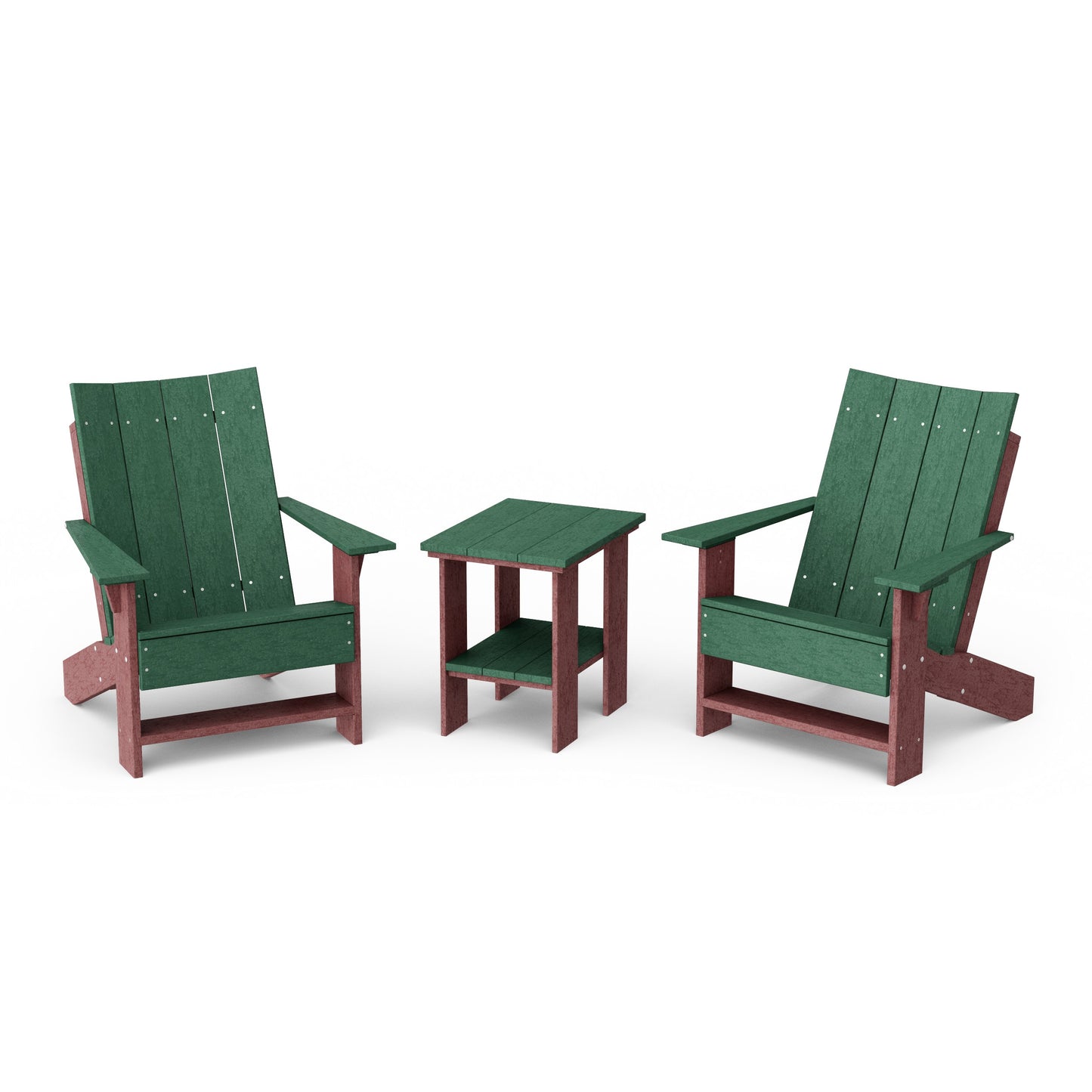 Contemporary 3-Piece Modern Adirondack Chair Set with Side Table