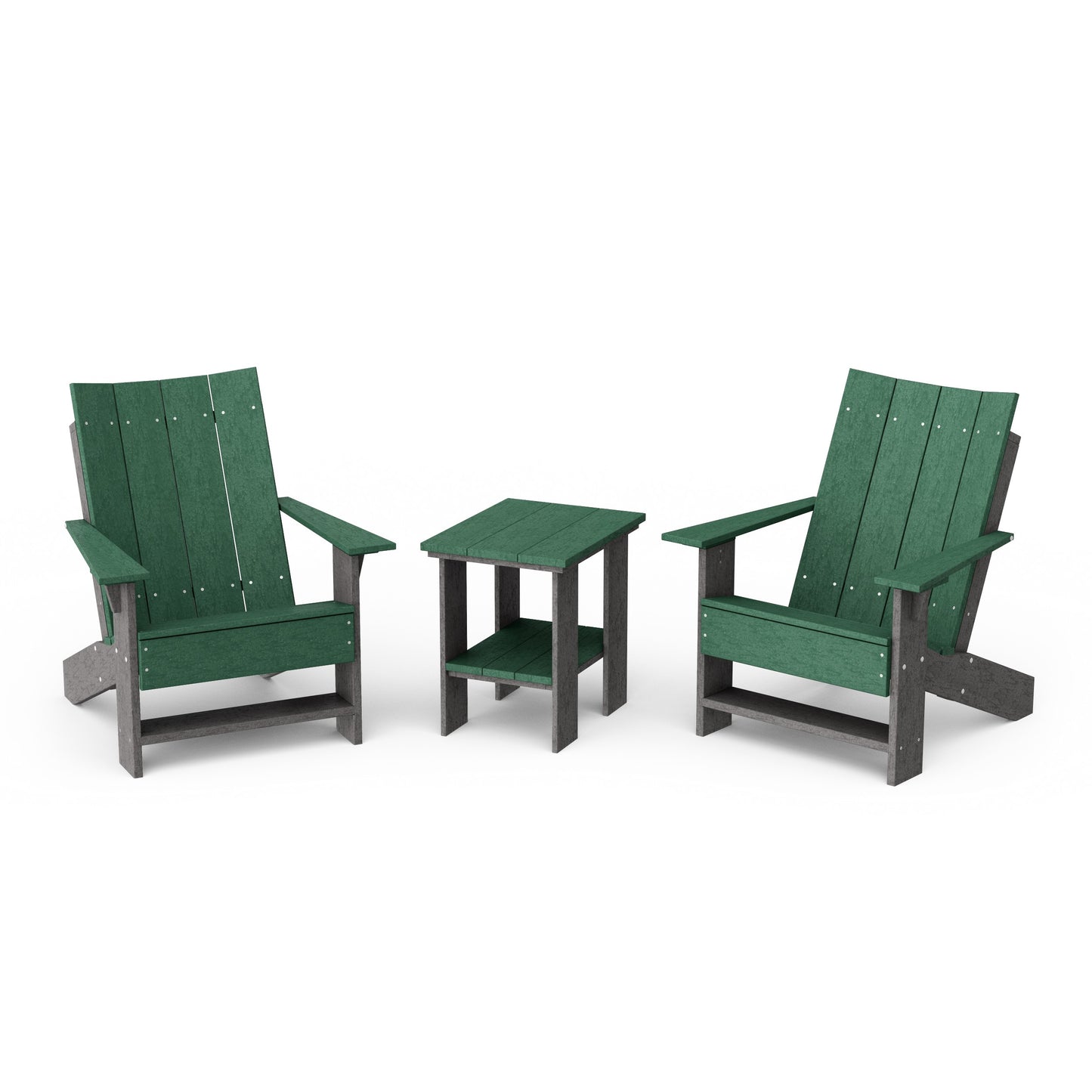 Contemporary 3-Piece Modern Adirondack Chair Set with Side Table