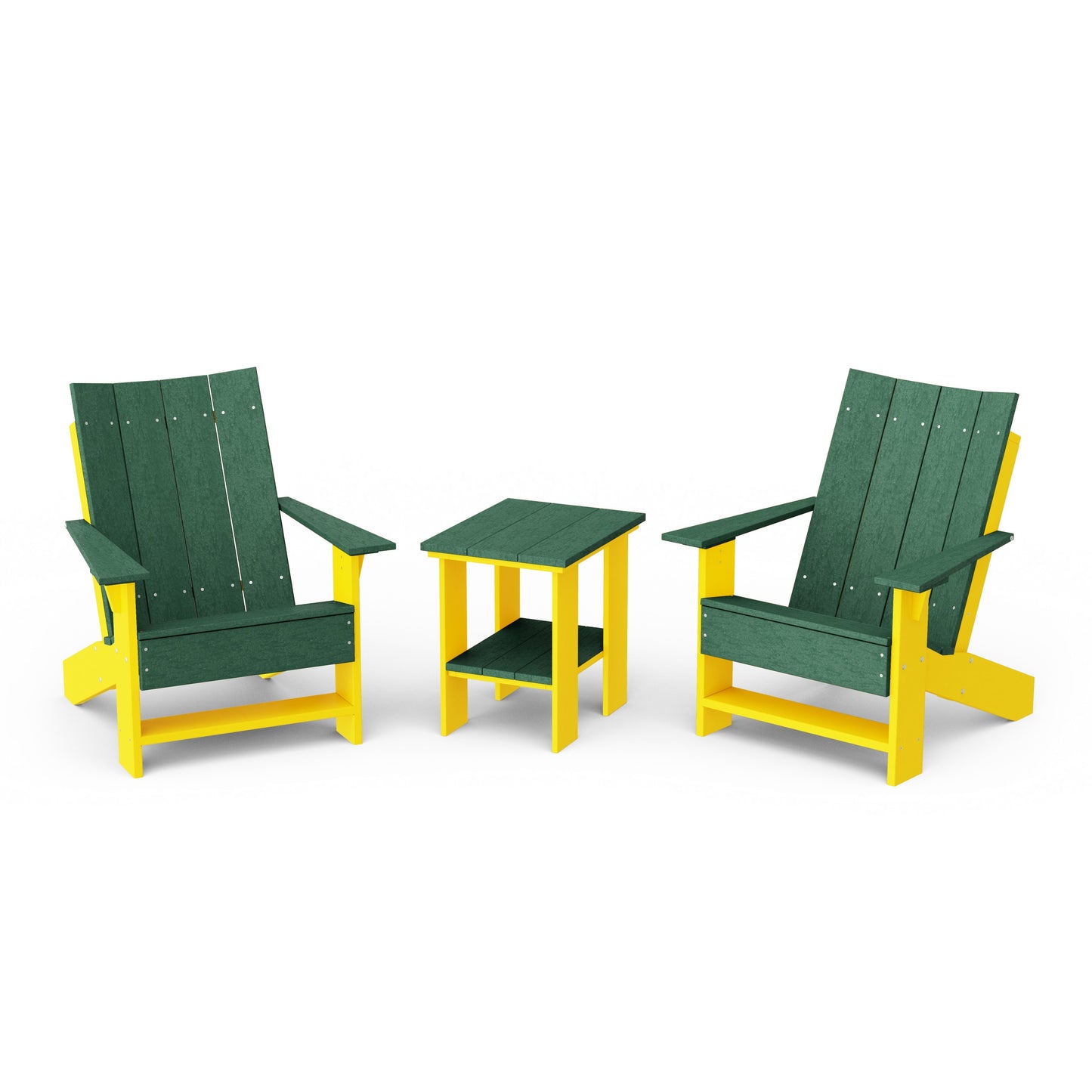 Contemporary 3-Piece Modern Adirondack Chair Set with Side Table