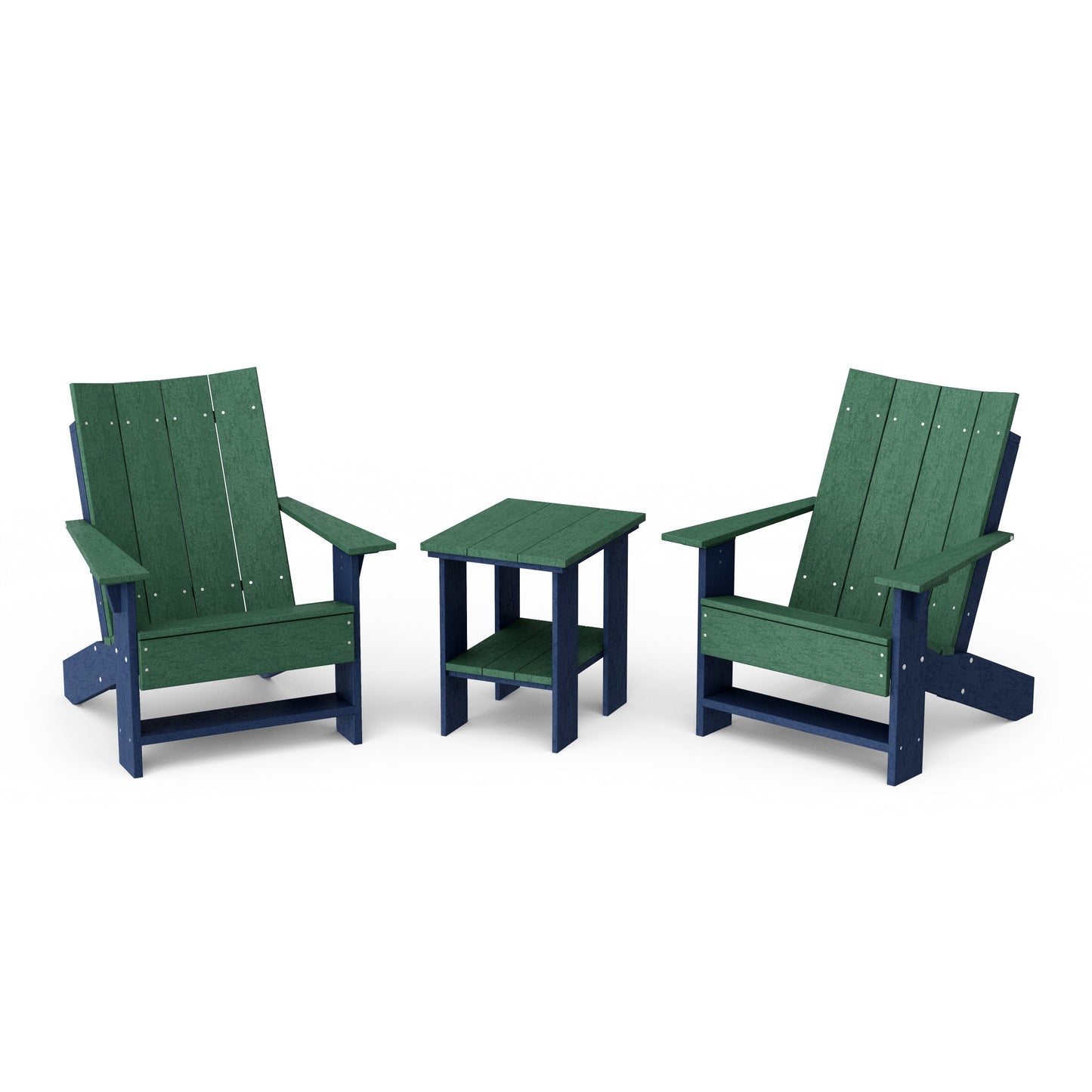 Contemporary 3-Piece Modern Adirondack Chair Set with Side Table