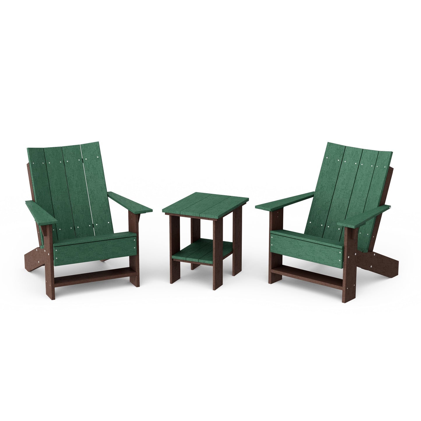 Contemporary 3-Piece Modern Adirondack Chair Set with Side Table