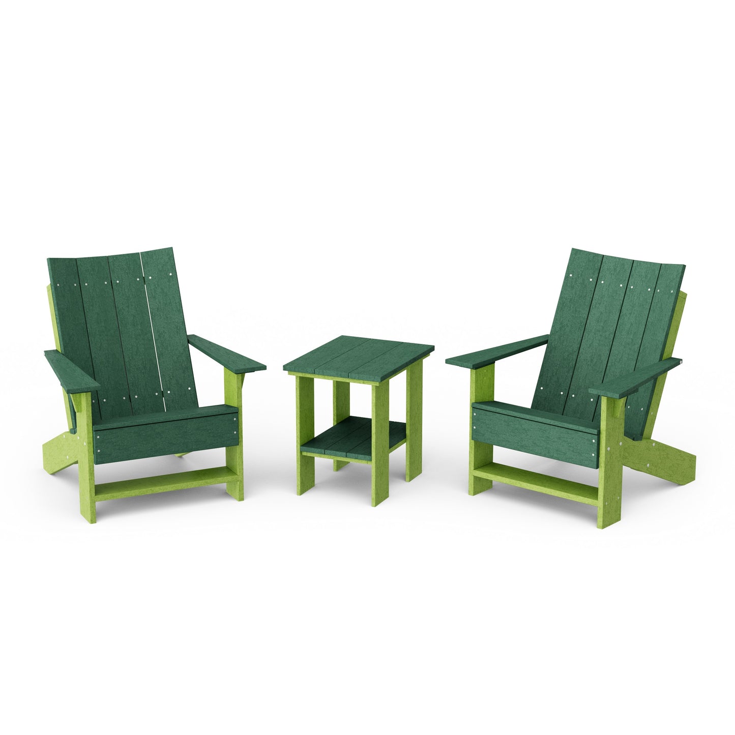 Contemporary 3-Piece Modern Adirondack Chair Set with Side Table