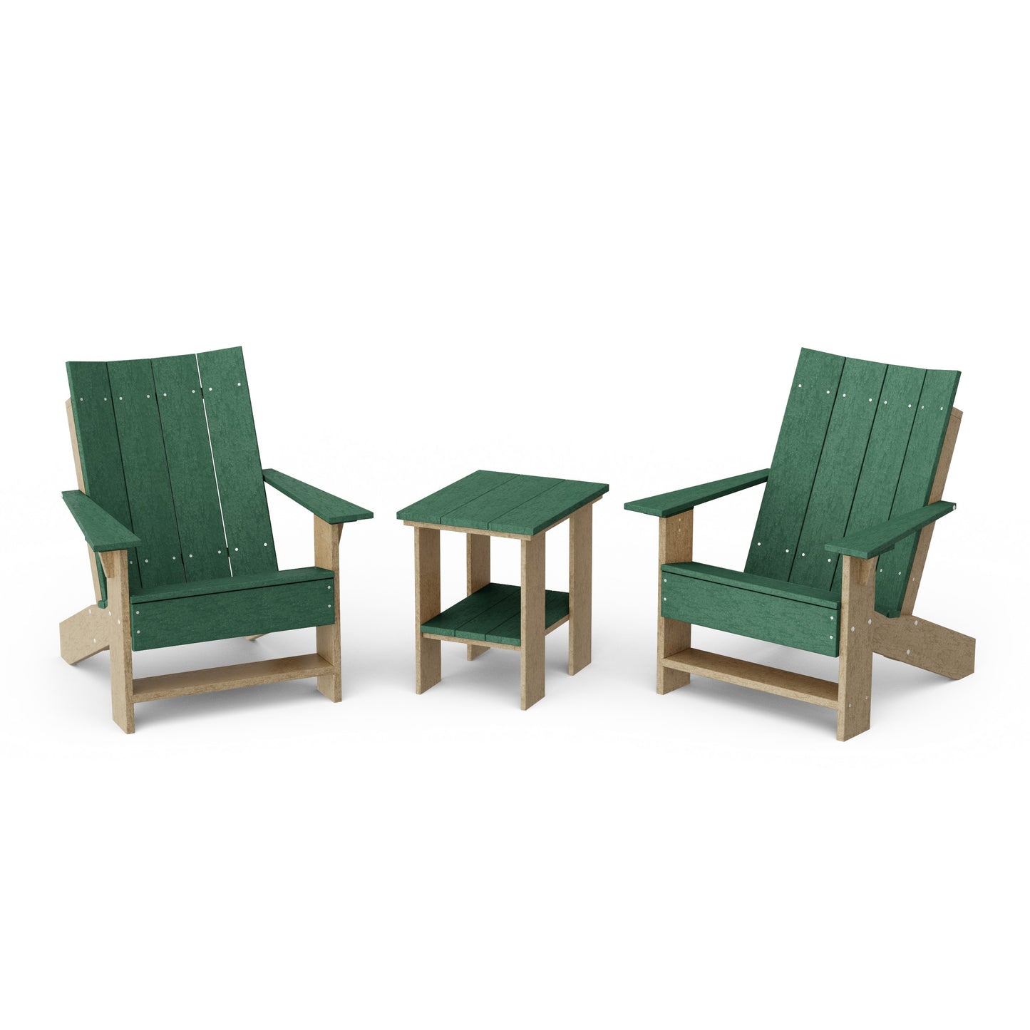 Contemporary 3-Piece Modern Adirondack Chair Set with Side Table