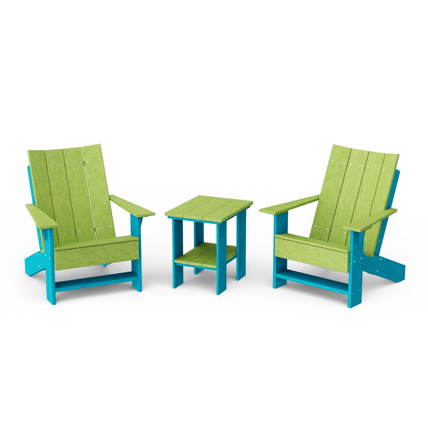Contemporary 3-Piece Modern Adirondack Chair Set with Side Table