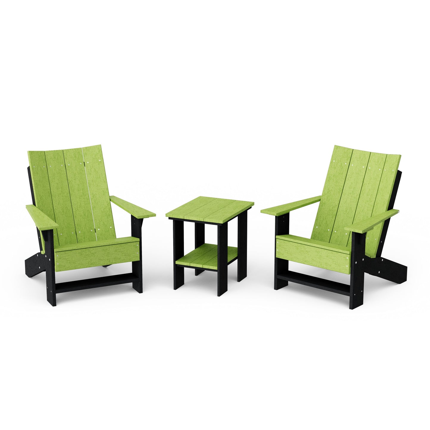 Contemporary 3-Piece Modern Adirondack Chair Set with Side Table