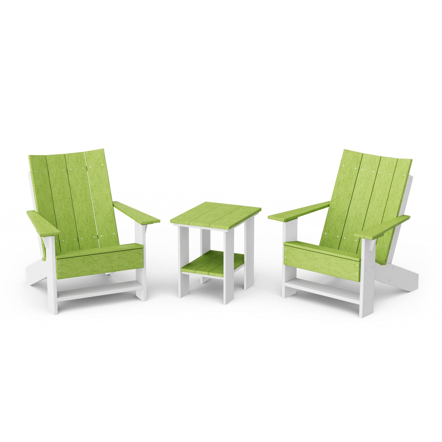 Contemporary 3-Piece Modern Adirondack Chair Set with Side Table