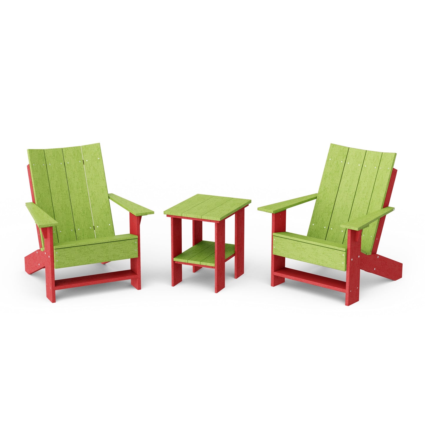 Contemporary 3-Piece Modern Adirondack Chair Set with Side Table