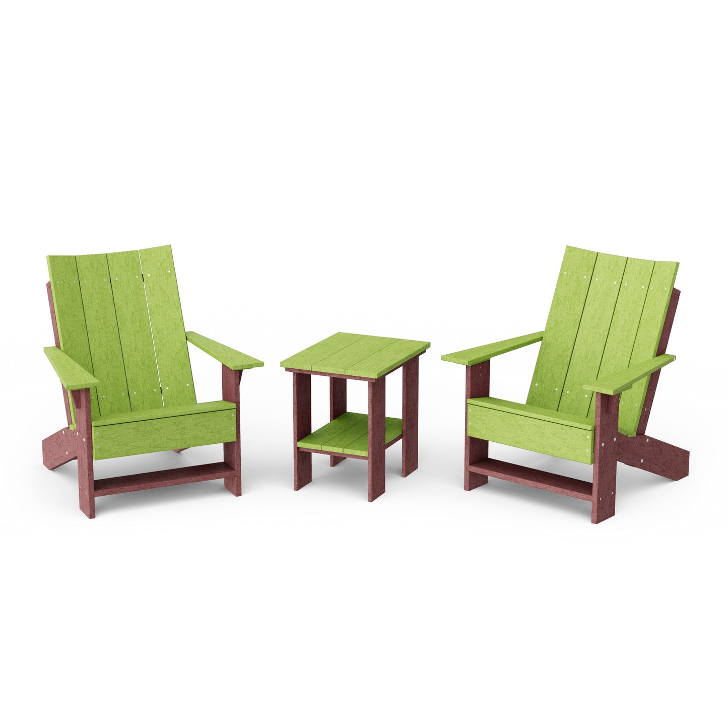 Contemporary 3-Piece Modern Adirondack Chair Set with Side Table