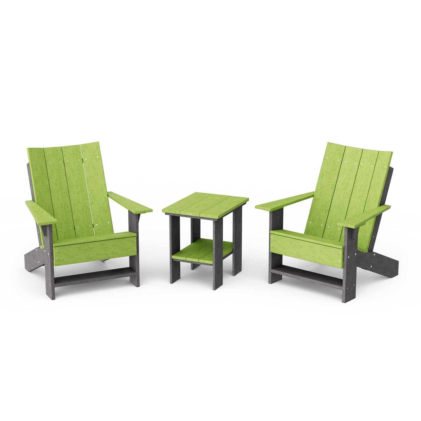 Contemporary 3-Piece Modern Adirondack Chair Set with Side Table
