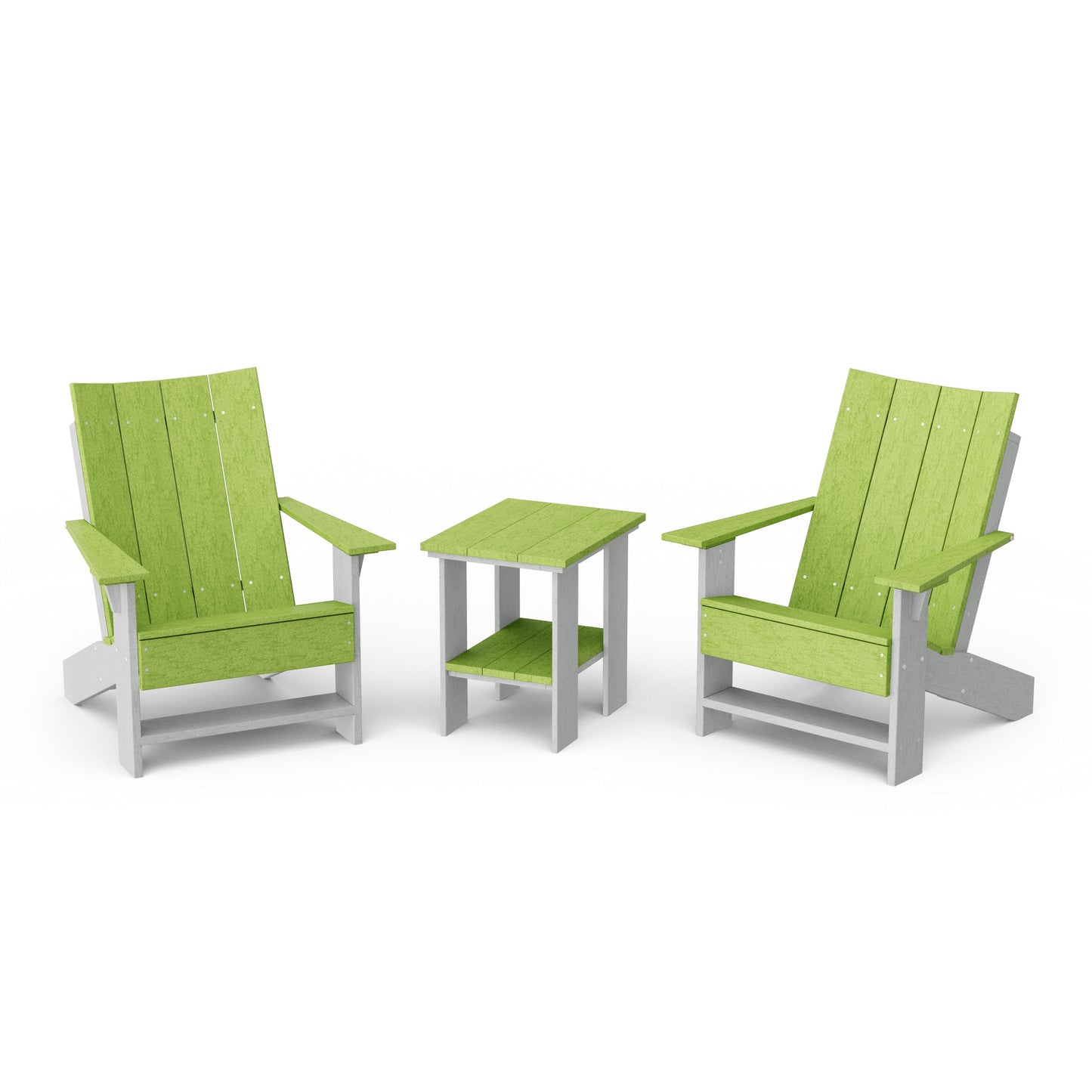 Contemporary 3-Piece Modern Adirondack Chair Set with Side Table