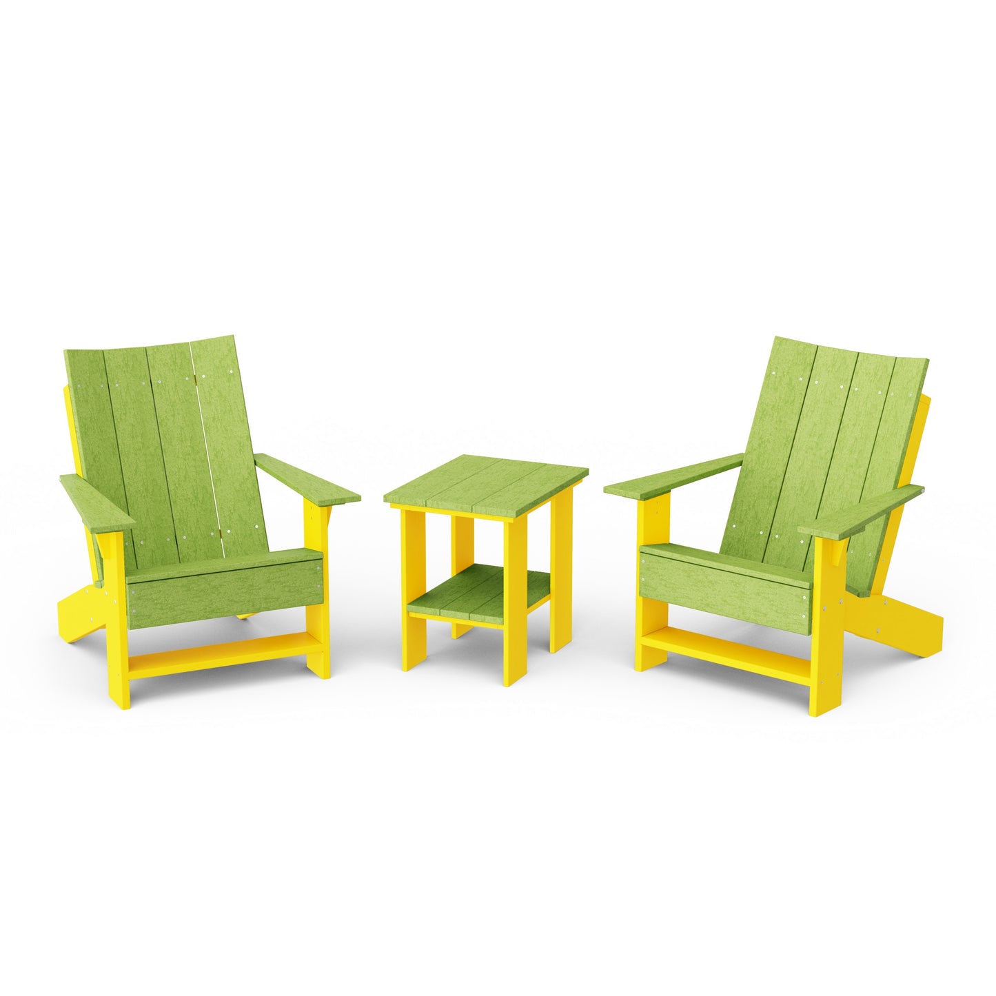 Contemporary 3-Piece Modern Adirondack Chair Set with Side Table