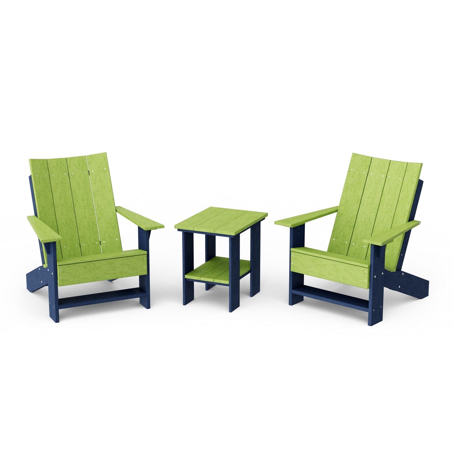 Contemporary 3-Piece Modern Adirondack Chair Set with Side Table