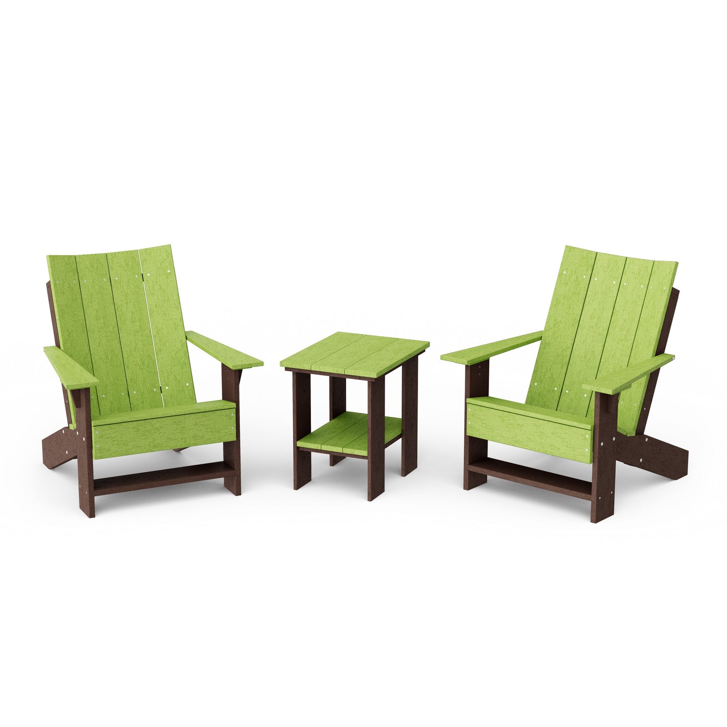 Contemporary 3-Piece Modern Adirondack Chair Set with Side Table