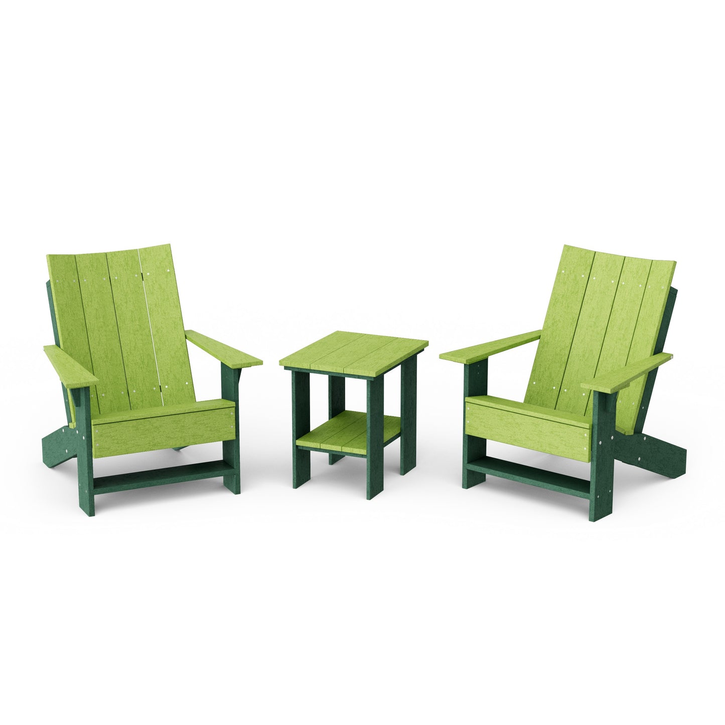 Contemporary 3-Piece Modern Adirondack Chair Set with Side Table