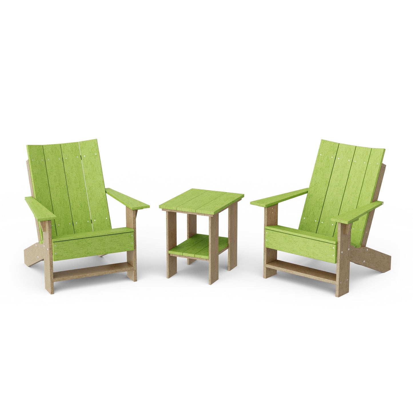 Contemporary 3-Piece Modern Adirondack Chair Set with Side Table