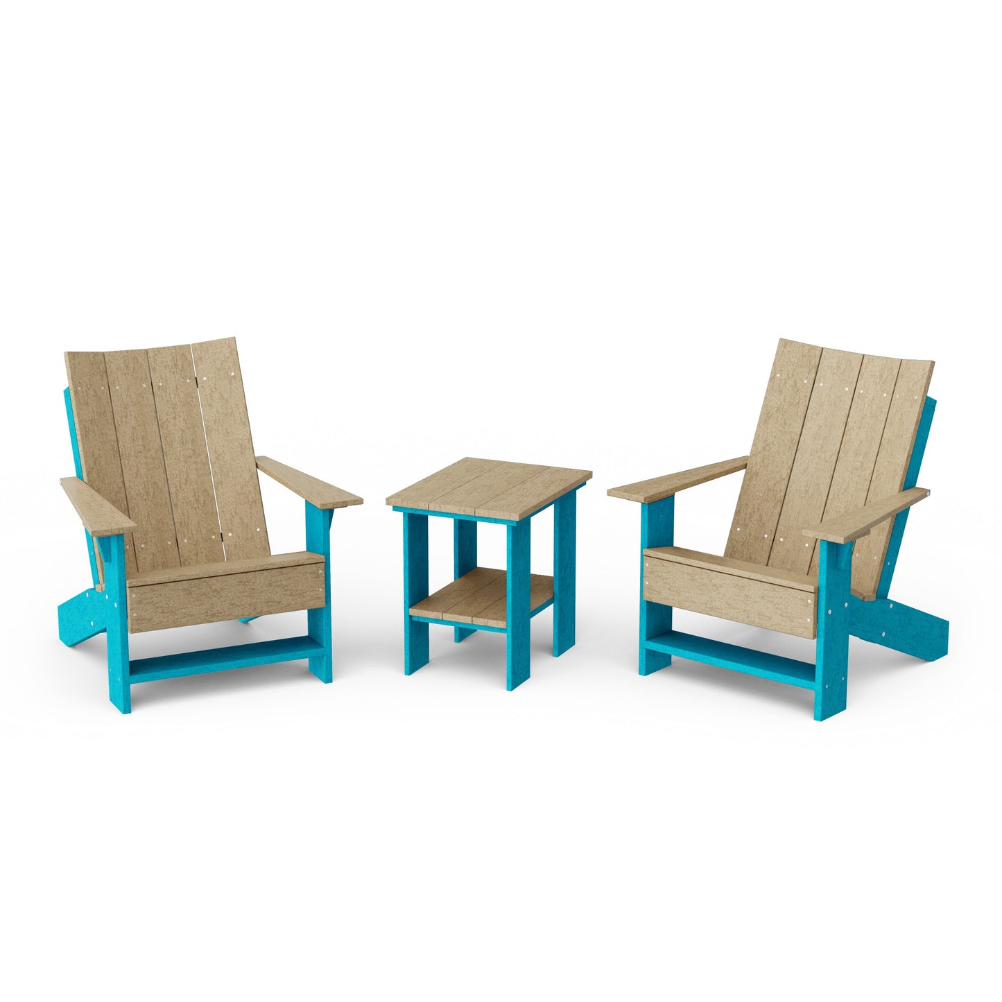 Contemporary 3-Piece Modern Adirondack Chair Set with Side Table