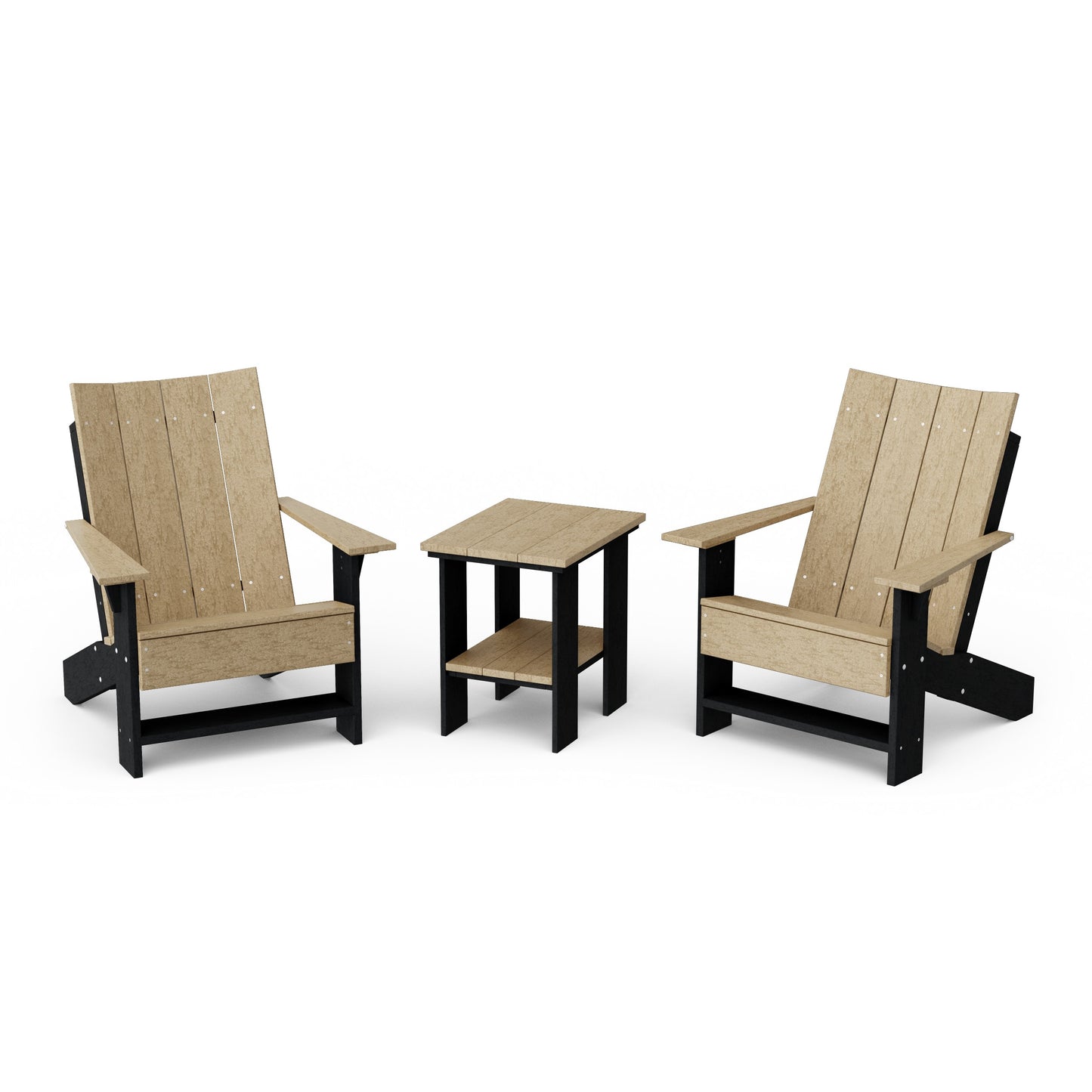 Contemporary 3-Piece Modern Adirondack Chair Set with Side Table