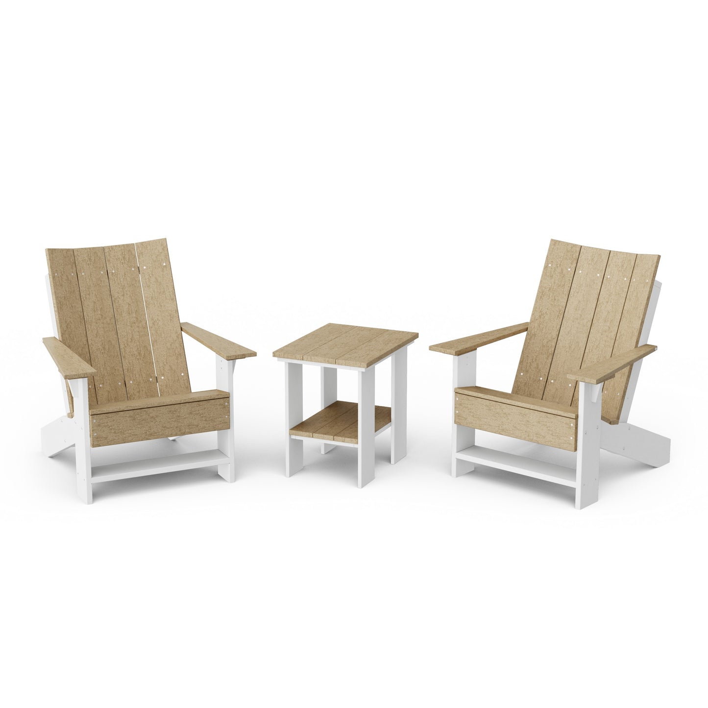 Contemporary 3-Piece Modern Adirondack Chair Set with Side Table