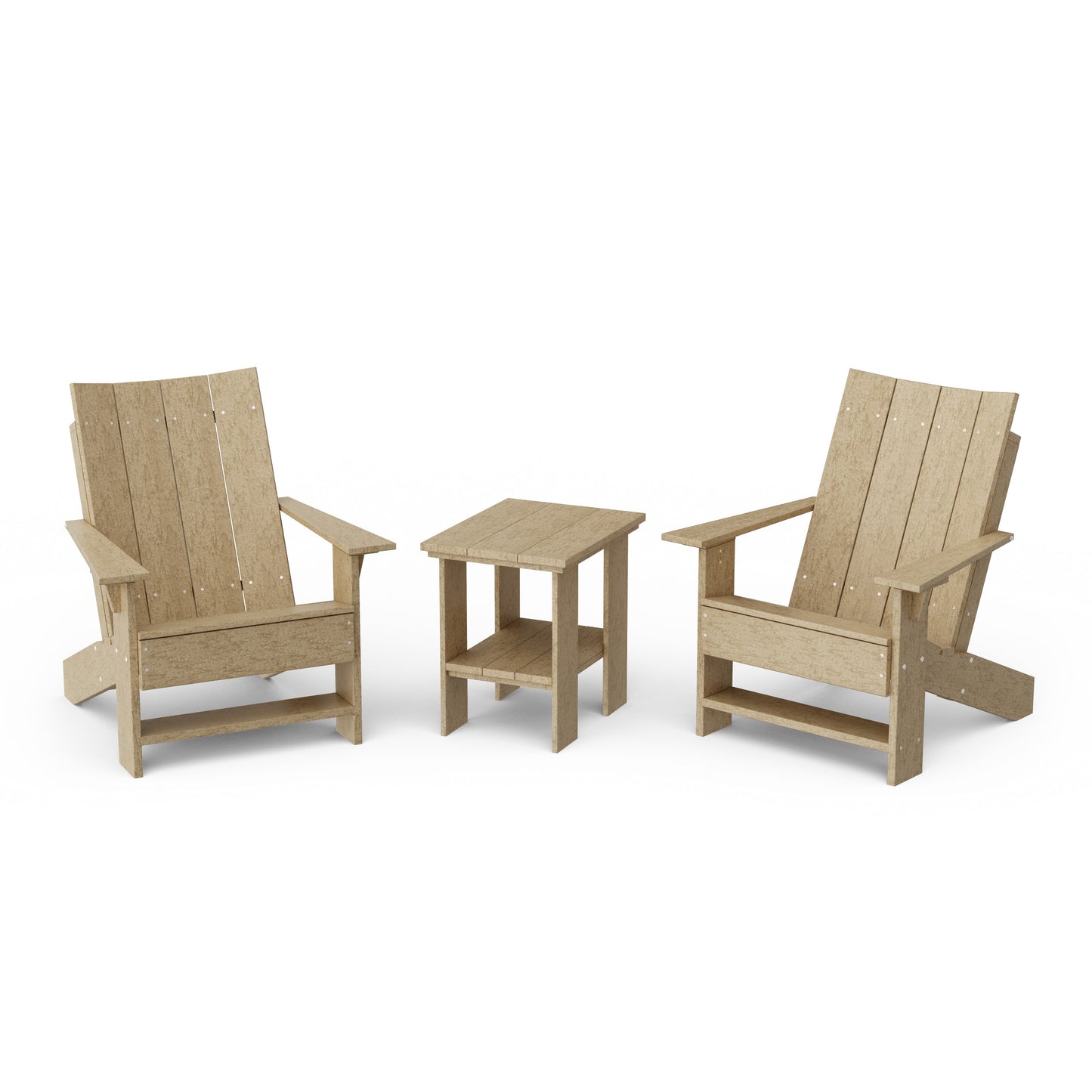 Contemporary 3-Piece Modern Adirondack Chair Set with Side Table