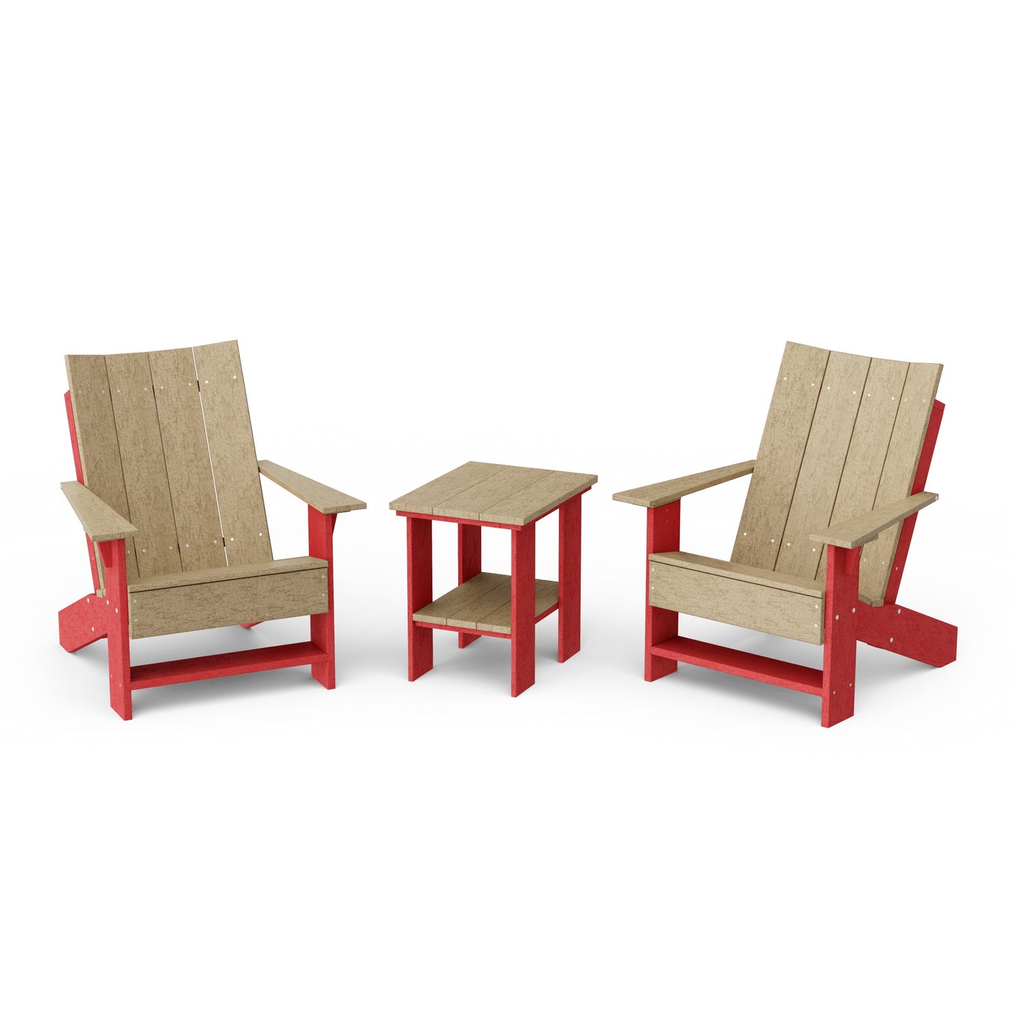 Contemporary 3-Piece Modern Adirondack Chair Set with Side Table