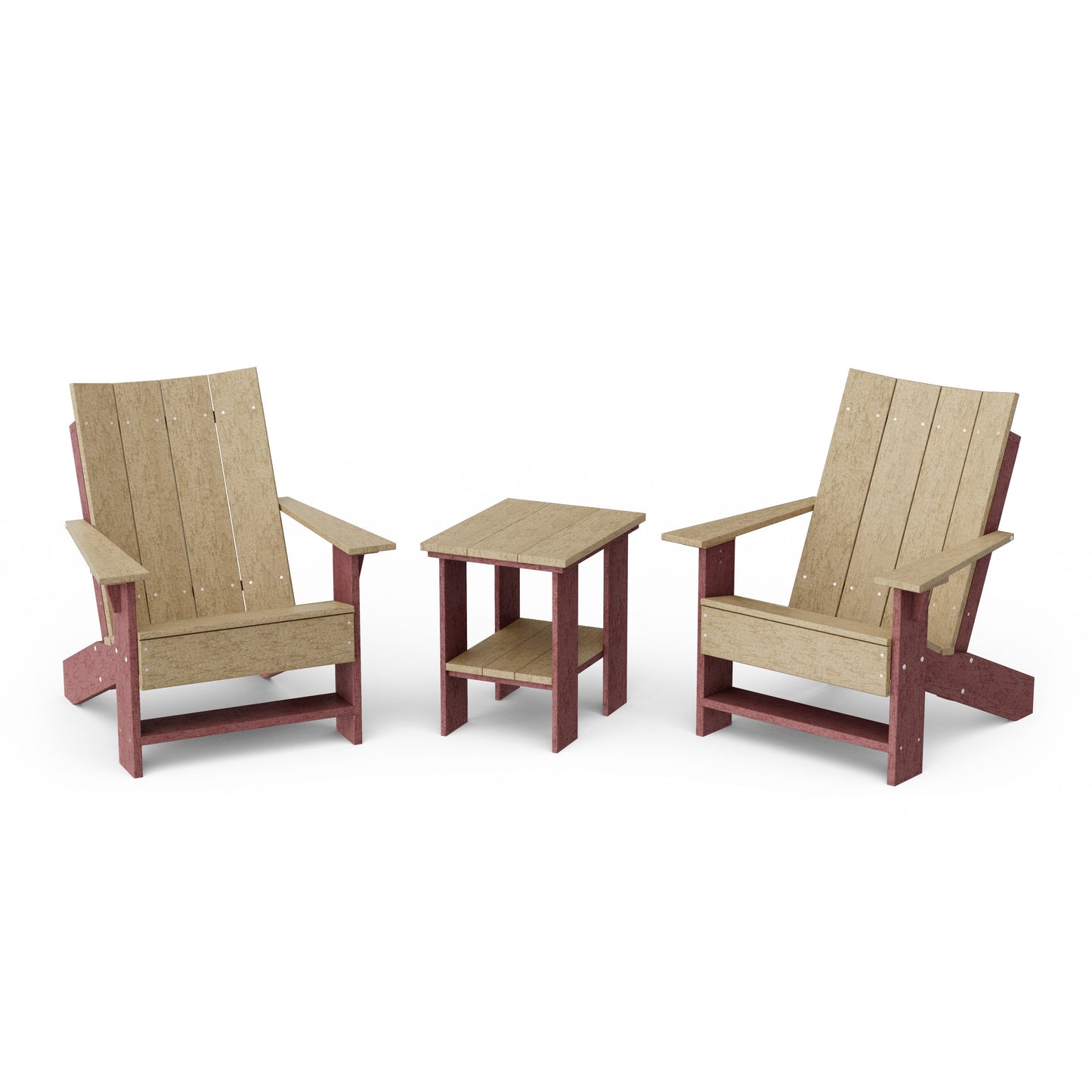 Contemporary 3-Piece Modern Adirondack Chair Set with Side Table