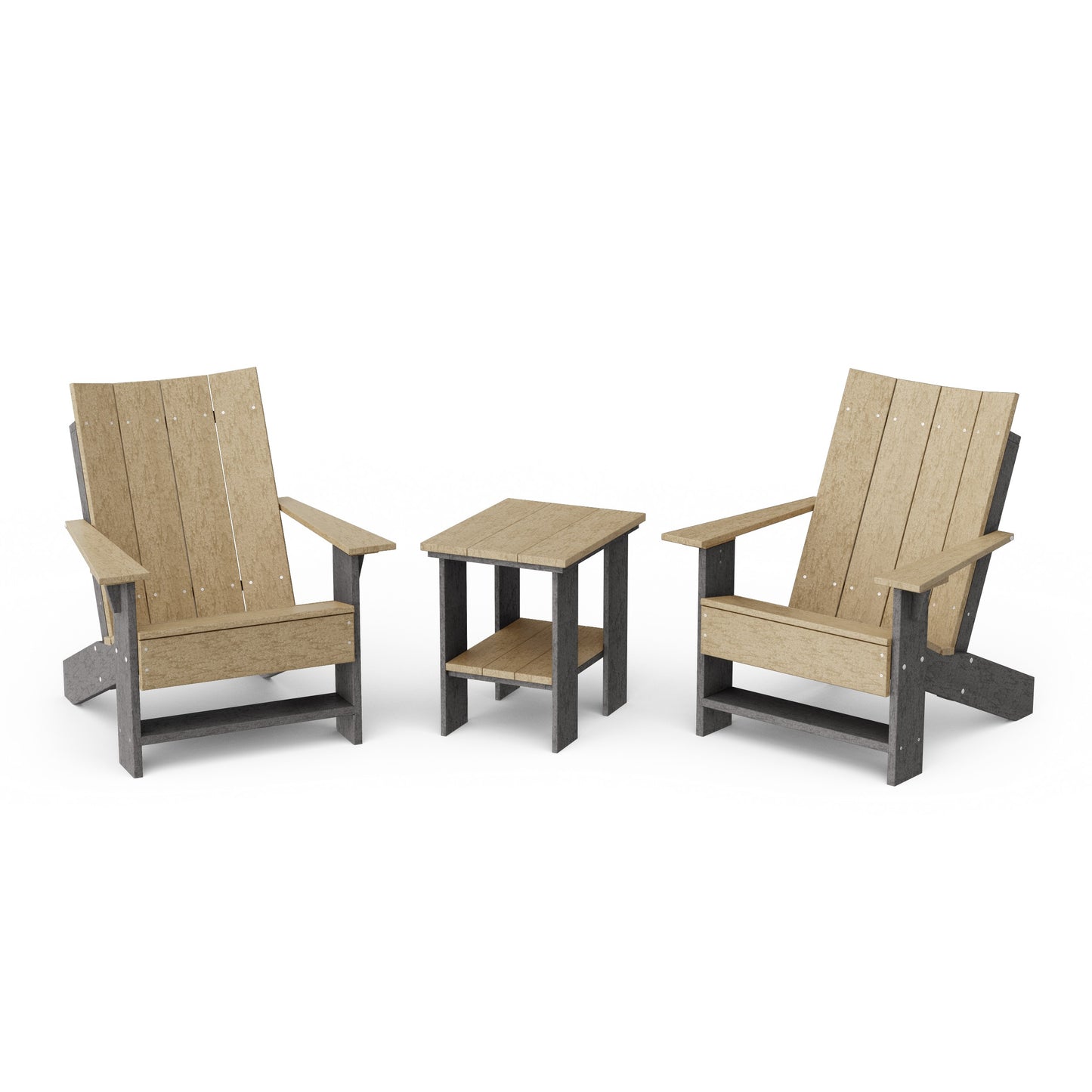 Contemporary 3-Piece Modern Adirondack Chair Set with Side Table